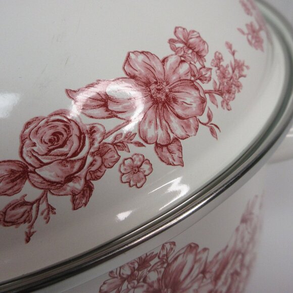 Pioneer Woman Agatha Enamel on Steel 1.8 Qt Whistling Tea Kettle Floral Red - Picture 5 of 11